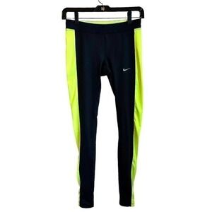 NIKE Dri Fit Black & Volt Ankle Zip Leggings